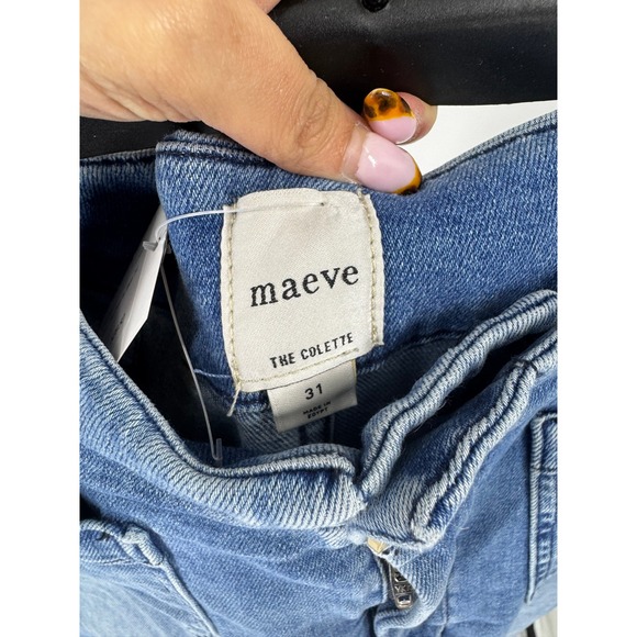 Maeve Anthropologie The Colette Wide Leg Crop Jeans Blue Denim 31 High Rise - Picture 5 of 5